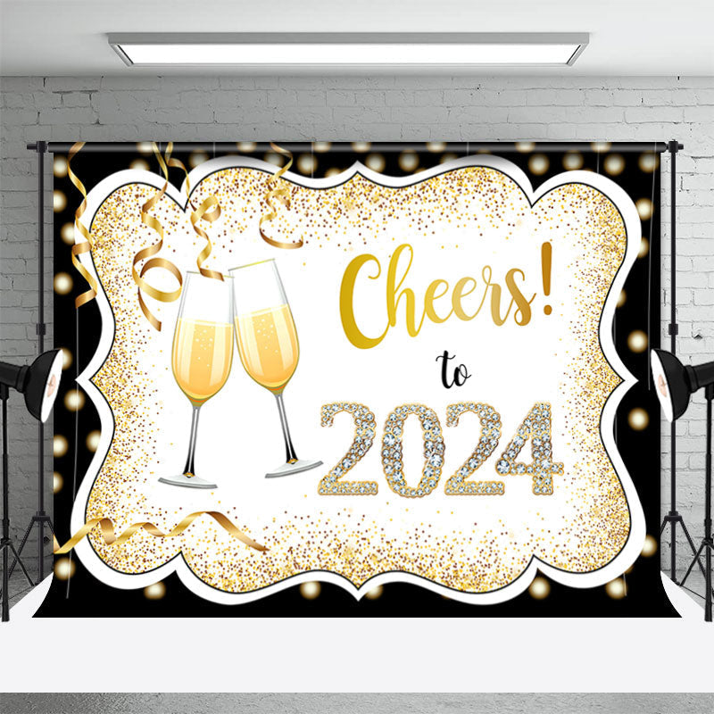 Aperturee - Gold Glitter Cheer To 2023 Diamond New Year Backdrop