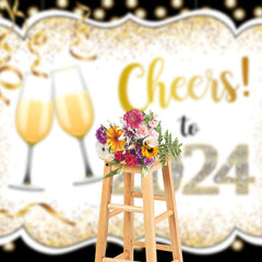 Aperturee - Gold Glitter Cheer To 2023 Diamond New Year Backdrop