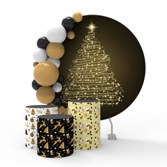 Aperturee Gold Glitter Christmas Tree Black Party Backdrop Kit