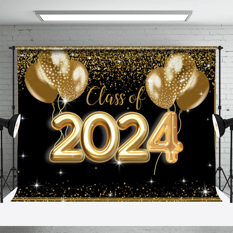 Aperturee - Gold Glitter Class Of 2023 Black Grad Photo Backdrop