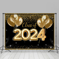 Aperturee - Gold Glitter Class Of 2023 Black Grad Photo Backdrop