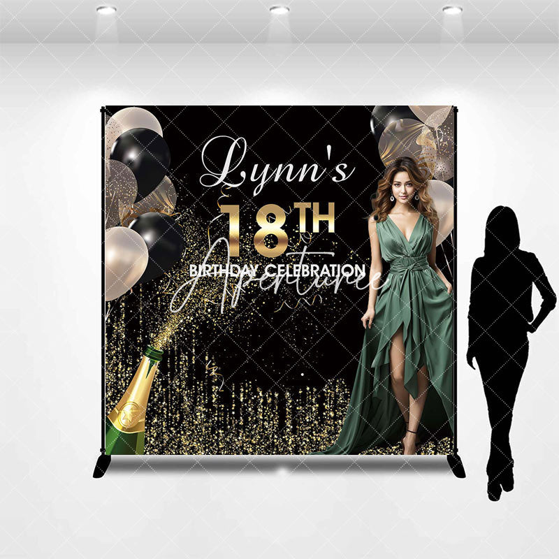 Aperturee - Gold Glitter Custom Photo 18th Birthday Backdrop