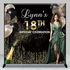 Aperturee - Gold Glitter Custom Photo 18th Birthday Backdrop