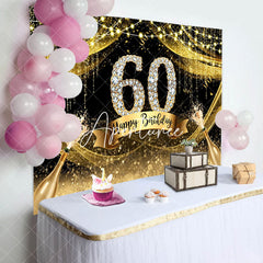 Aperturee - Gold Glitter Diamond Champagne 60th Birthday Backdrop