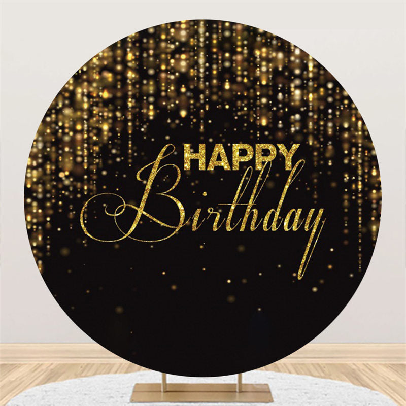 Aperturee Gold Glitter Happy Birthday Round Backdrop For Party