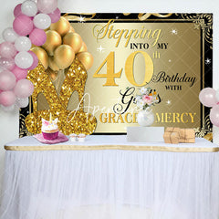 Aperturee - Gold Glitter Heels Stepping into 40th Birthday Backdrop