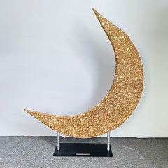 Aperturee - Gold Glitter Moon Arch Backdrop for Wedding Decor