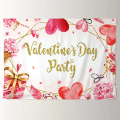 Aperturee - Gold Glitter Pink Love Valentines Day Party Backdrop