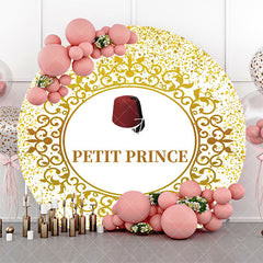 Aperturee - Gold Glitter Red Hat Petit Prince Round Backdrop