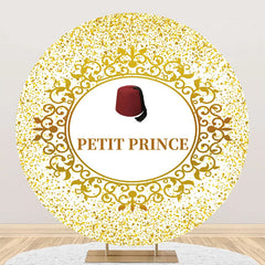 Aperturee - Gold Glitter Red Hat Petit Prince Round Backdrop