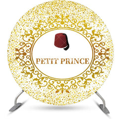 Aperturee - Gold Glitter Red Hat Petit Prince Round Backdrop