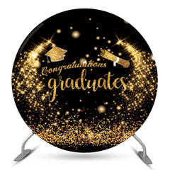 Aperturee Gold Glitter Round Congrats Grad Backdrop Cover