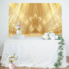 Aperturee - Gold Glitter Star Simple Backdrop for Birthday Party