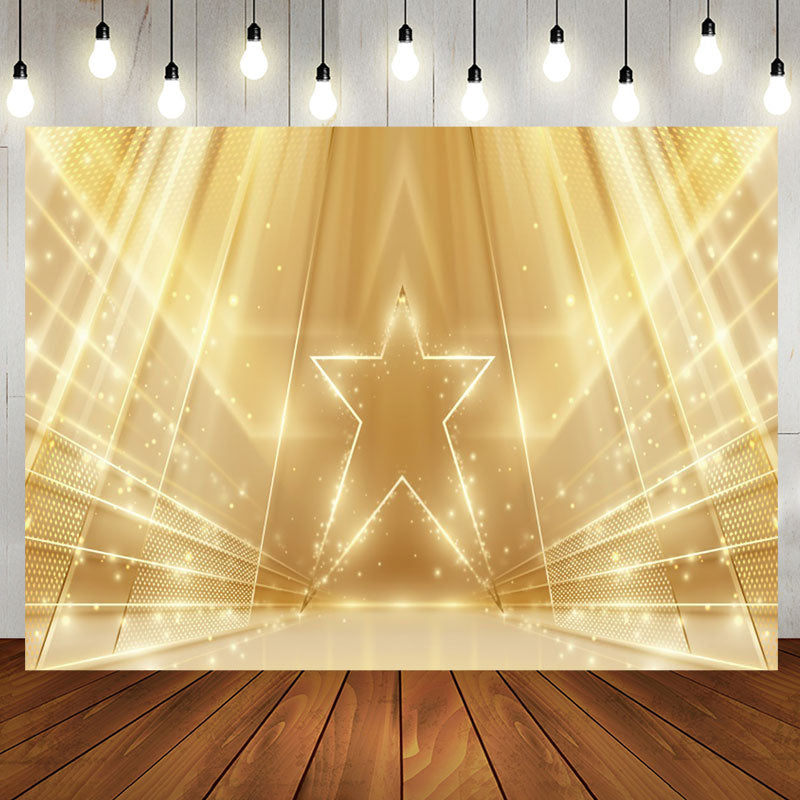 Aperturee - Gold Glitter Star Simple Backdrop for Birthday Party