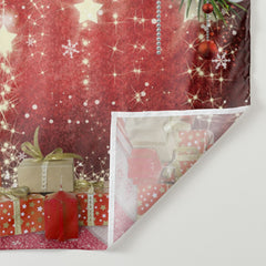 Aperturee - Gold Glitter Star Tree Gift Red Christmas Backdrop