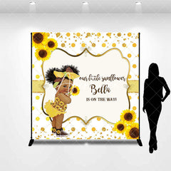 Aperturee - Gold Glitter Sunflower Custom Baby Shower Backdrop