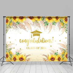 Aperturee - Gold Glitter Sunflowers 2024 Grad Photography Backdrop