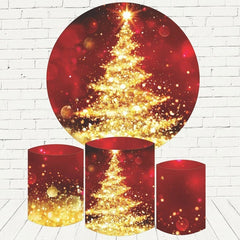 Aperturee Gold Glitter Tree Round Red Bokeh Chrismas Backdrop Kit