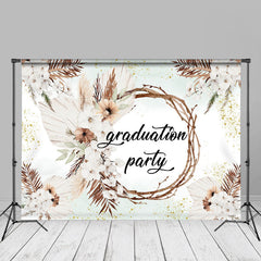 Aperturee - Gold Glitter White Floral Grad Photo Booth Backdrop