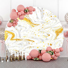 Aperturee - Gold Grey Abstract Marble Round Birthday Backdrop