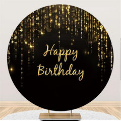 Aperturee Gold Happy Birthday With Simple Black Round Backdrop