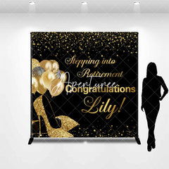 Aperturee - Gold High Heels Custom Congrats Retirement Backdrop