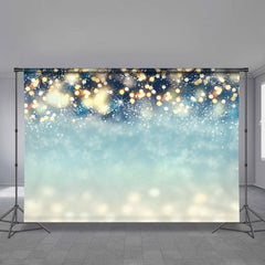 Aperturee - Gold Light Blue Theme Winter Backdrop For Photo