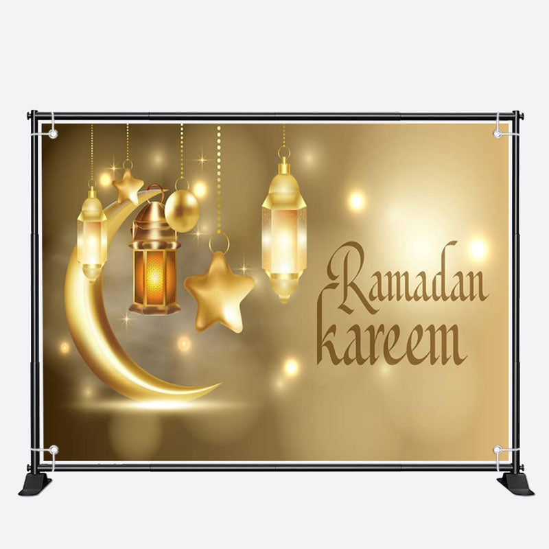 Aperturee - Gold Luxury Moon Star Lantern Bokeh Ramadan Backdrop