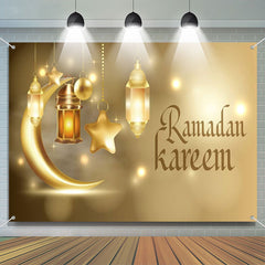 Aperturee - Gold Luxury Moon Star Lantern Bokeh Ramadan Backdrop