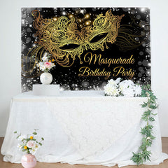 Aperturee - Gold Masquerade Glitter Silver Birthday Backdrop