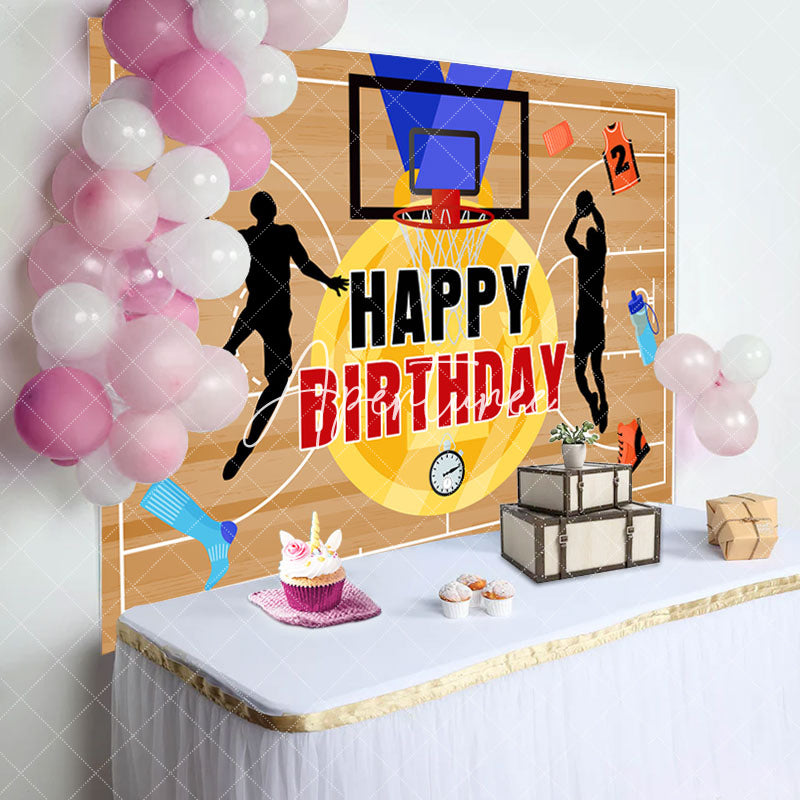 Aperturee - Gold Medal Sport Basketball Court Birthday Backdrop