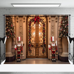 Aperturee - Gold Palace Gate Guard Christmas Wreath Backdrop