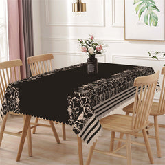 Aperturee - Gold Pattern Black Stripe Retro Rectangle Tablecloth