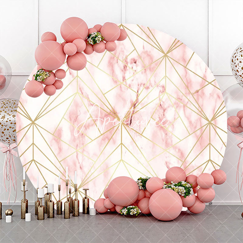 Aperturee - Gold Pink Abstract Marble Texture Round Backdrop