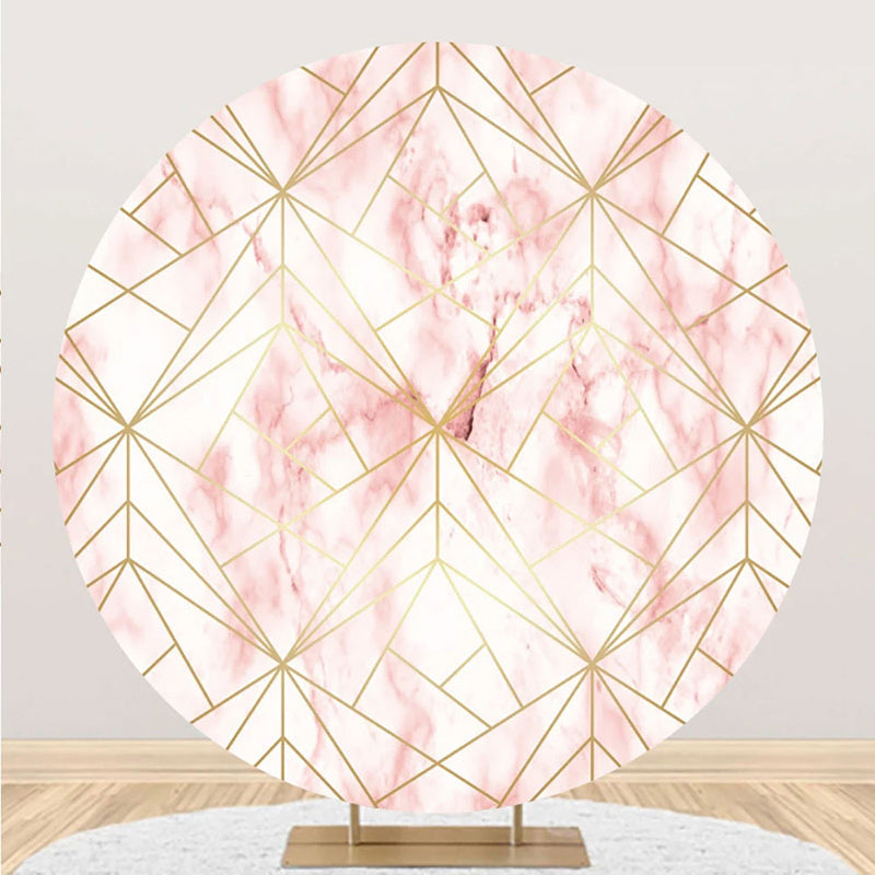 Aperturee - Gold Pink Abstract Marble Texture Round Backdrop