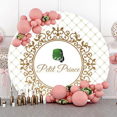 Aperturee - Gold Plaid Green Hat Petit Prince Round Backdrop