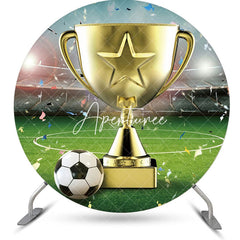 Aperturee - Gold Prize Football Stadium Round Birthday Backdrop