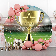 Aperturee - Gold Prize Football Stadium Round Birthday Backdrop