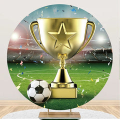 Aperturee - Gold Prize Football Stadium Round Birthday Backdrop