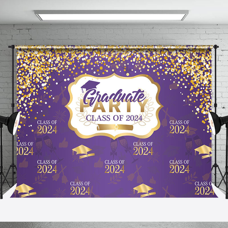 Aperturee - Gold Purple Class Of 2024 Grad Party Photos Backdrop