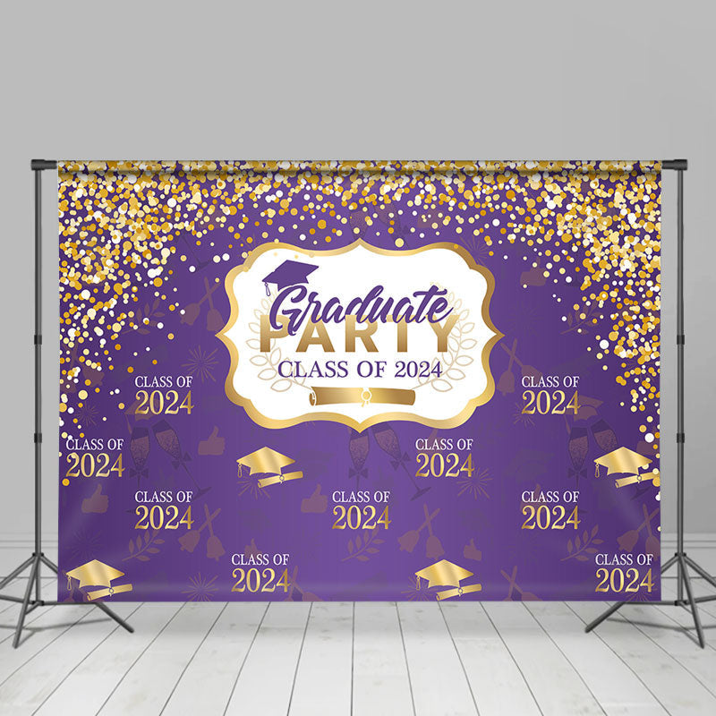 Aperturee - Gold Purple Class Of 2024 Grad Party Photos Backdrop