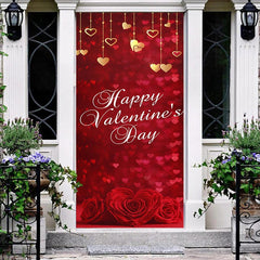 Aperturee - Gold Red Hearts Bokeh Valentines Day Door Cover