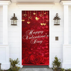 Aperturee - Gold Red Hearts Bokeh Valentines Day Door Cover