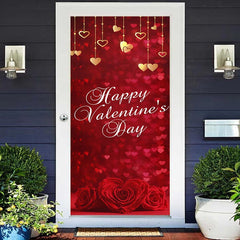 Aperturee - Gold Red Hearts Bokeh Valentines Day Door Cover