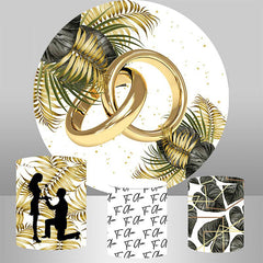 Aperturee Gold Ring And Leaves Round Wedding Backdrop For Party