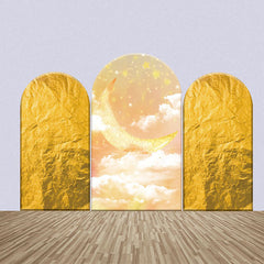 Aperturee - Gold Rock Moon Stars White Clouds Arch Backdrop