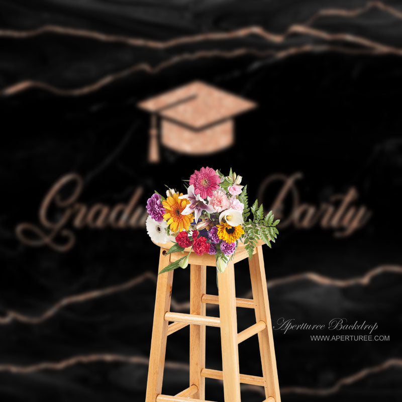 Aperturee - Gold Rose Lines Graduation Party Photo Backdrop