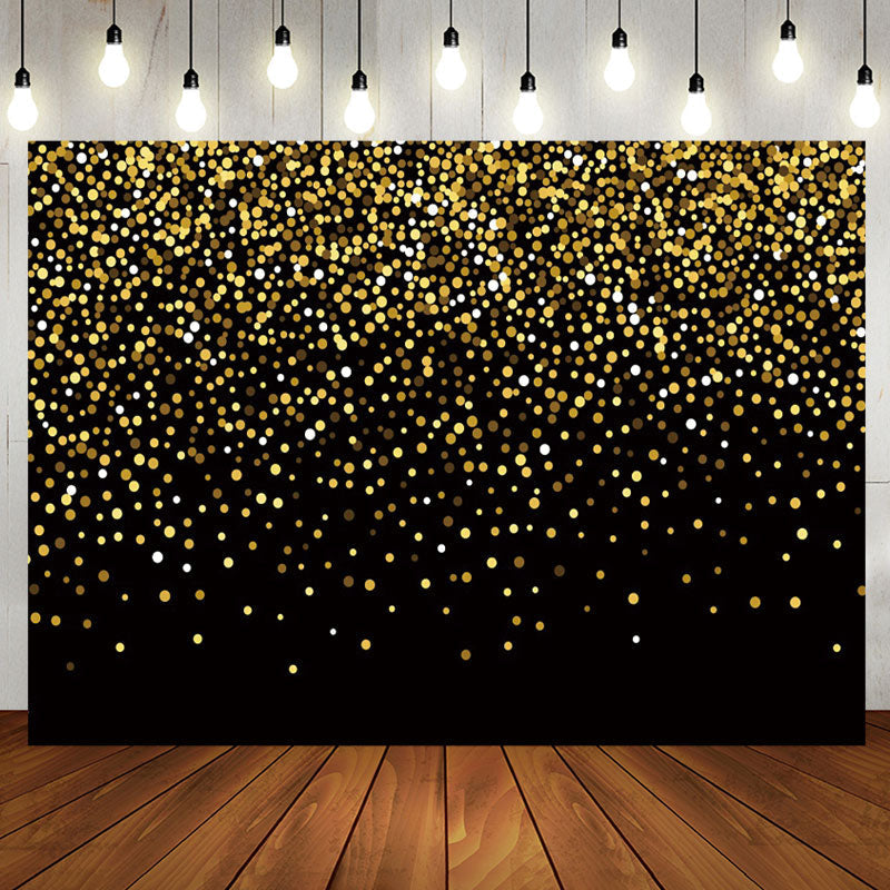 Aperturee - Gold Sequin Glitter Black Happy Birthday Backdrop