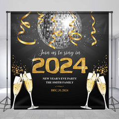 Aperturee - Gold Silver Disco Ball Custom Name New Year Backdrop