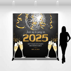 Aperturee - Gold Silver Disco Ball Custom Name New Year Backdrop